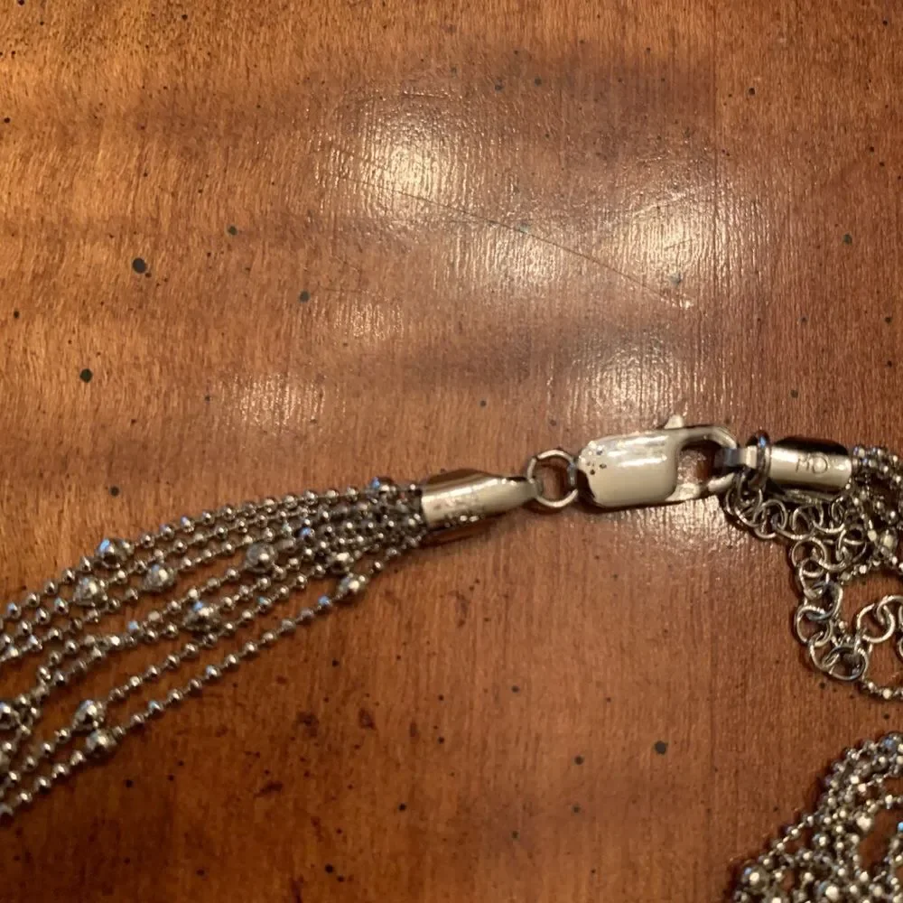 NEW Italian Sterling Silver 6 Strand Bead Necklace